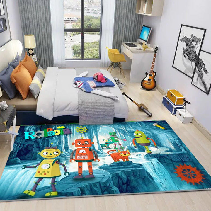 Lisslune | Dreamy Fairy-Tale Area Rug Pastel Color Cartoon Carpet Polypropylene Stain-Resistant Carpet for Kids Room