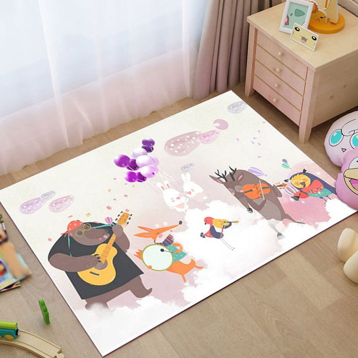 Lisslune | Dreamy Fairy-Tale Area Rug Pastel Color Cartoon Carpet Polypropylene Stain-Resistant Carpet for Kids Room
