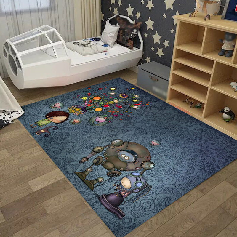 Lisslune | Cool Kids Rug Dark Color Fantasy World Area Rug Non-Slip Backing Washable Rug for Kids Room