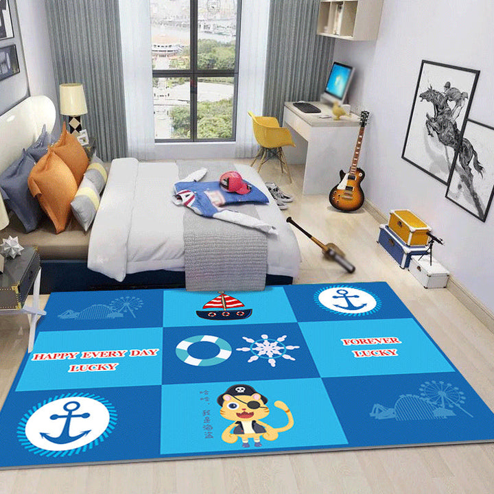 Lisslune | Cool Kids Rug Dark Color Fantasy World Area Rug Non-Slip Backing Washable Rug for Kids Room
