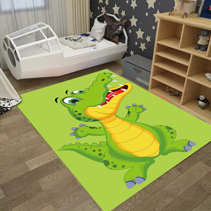 Lisslune | Creative Pastel Cartoon Rug Synthetic Animal Pattern Rug Stain Resistant Non-Slip Carpet for Children's Bedroom