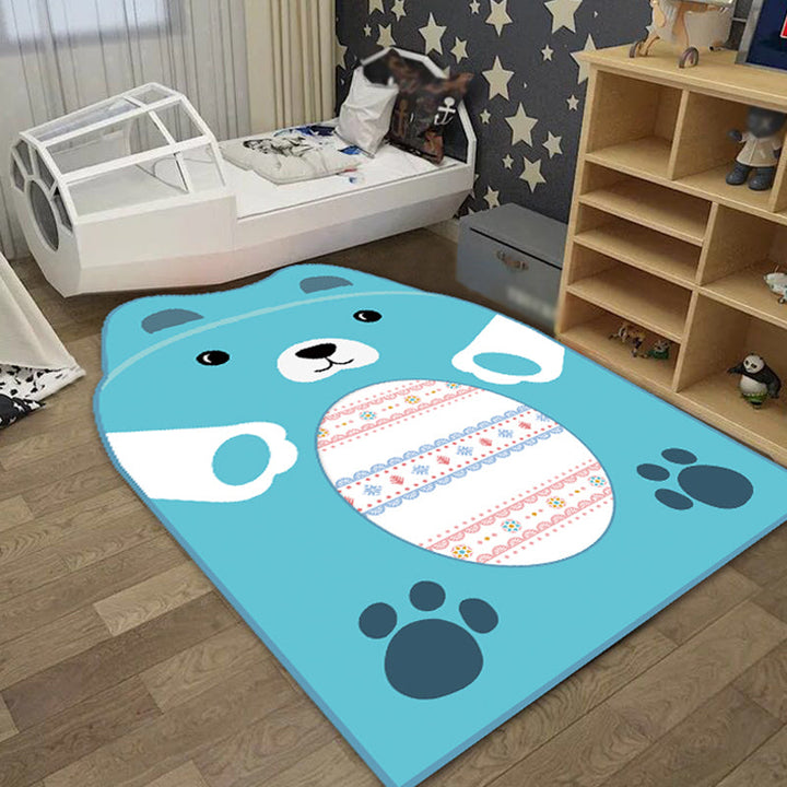 Lisslune | Creative Pastel Cartoon Rug Synthetic Animal Pattern Rug Stain Resistant Non-Slip Carpet for Children's Bedroom