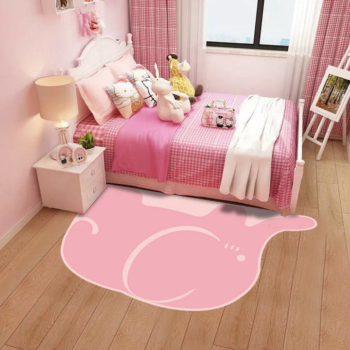 Lisslune | Creative Pastel Cartoon Rug Synthetic Animal Pattern Rug Stain Resistant Non-Slip Carpet for Children's Bedroom