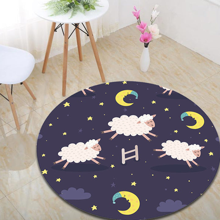 Lisslune | Cartoon Children's Mats Rug Dark Color Animal Land Rug Polyester Pet Friendly Non-Slip Rug