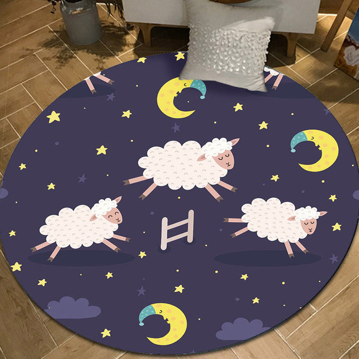 Lisslune | Cartoon Children's Mats Rug Dark Color Animal Land Rug Polyester Pet Friendly Non-Slip Rug