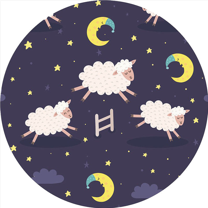 Lisslune | Cartoon Children's Mats Rug Dark Color Animal Land Rug Polyester Pet Friendly Non-Slip Rug