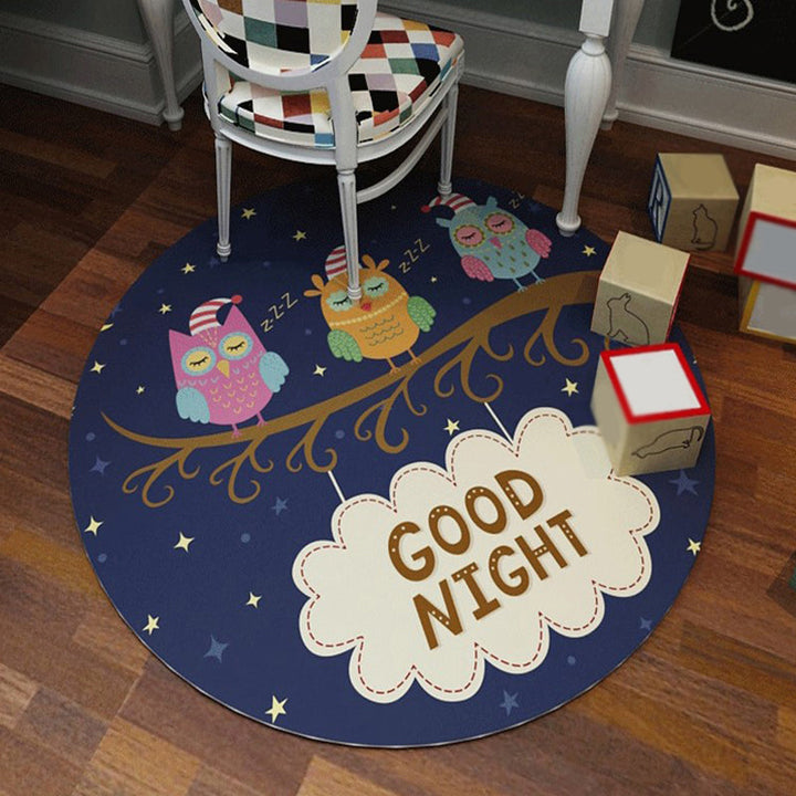 Lisslune | Cartoon Children's Mats Rug Dark Color Animal Land Rug Polyester Pet Friendly Non-Slip Rug