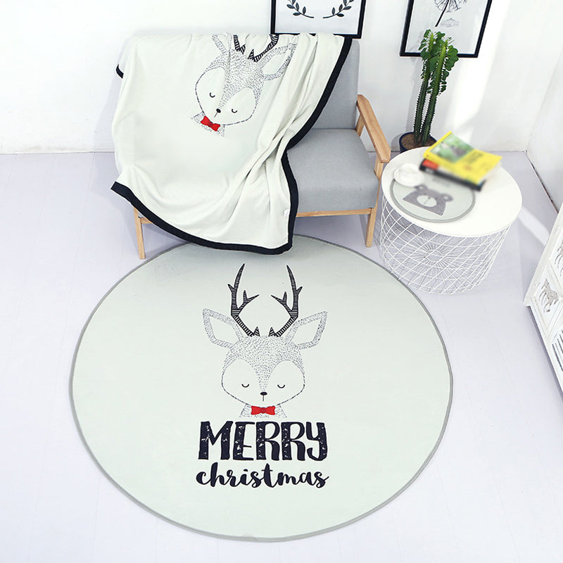 Lisslune | Beautiful Children's Indoor Light Color Animal Rug with Words Non-Slip Backing Pet-Friendly Rug