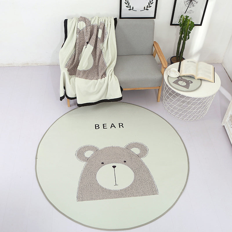 Lisslune | Beautiful Children's Indoor Light Color Animal Rug with Words Non-Slip Backing Pet-Friendly Rug