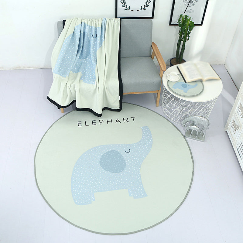 Lisslune | Beautiful Children's Indoor Light Color Animal Rug with Words Non-Slip Backing Pet-Friendly Rug