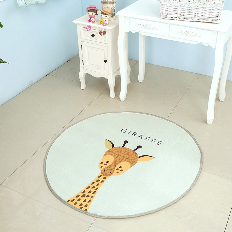 Lisslune | Beautiful Children's Indoor Light Color Animal Rug with Words Non-Slip Backing Pet-Friendly Rug
