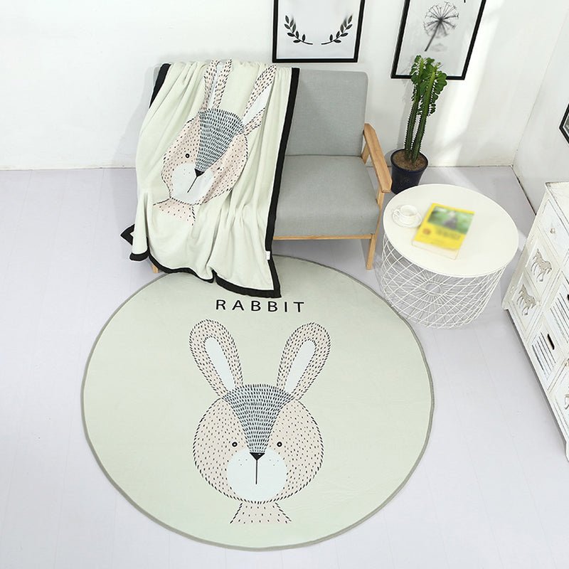 Lisslune | Beautiful Children's Indoor Light Color Animal Rug with Words Non-Slip Backing Pet-Friendly Rug