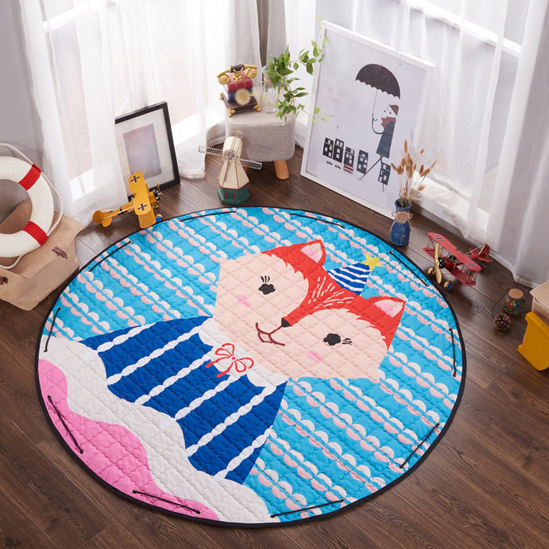 Lisslune | Children’s Animal Play Rug Multicolored Cotton Rug Stain Resistant Pet Friendly Rug for Children's Room