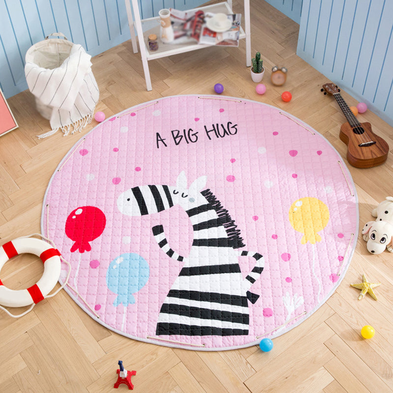 Lisslune | Children’s Animal Play Rug Multicolored Cotton Rug Stain Resistant Pet Friendly Rug for Children's Room
