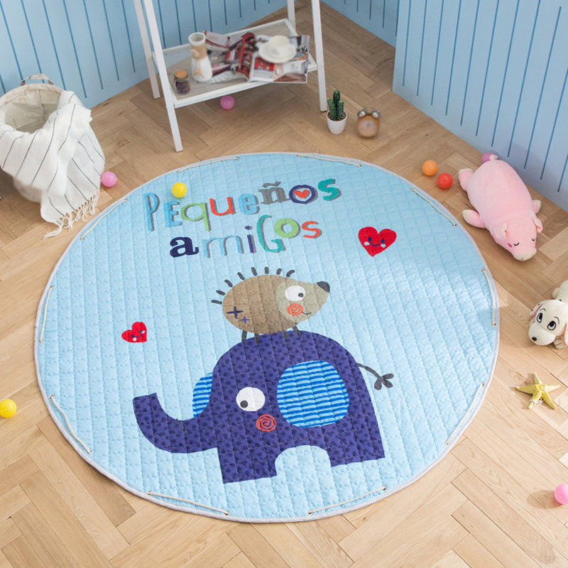 Lisslune | Children’s Animal Play Rug Multicolored Cotton Rug Stain Resistant Pet Friendly Rug for Children's Room