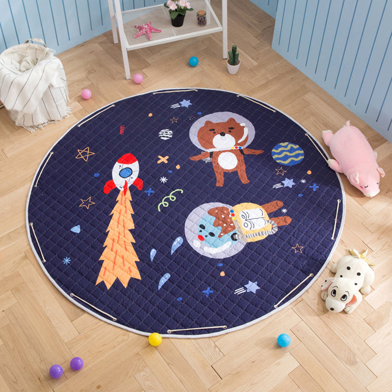Lisslune | Children’s Animal Play Rug Multicolored Cotton Rug Stain Resistant Pet Friendly Rug for Children's Room