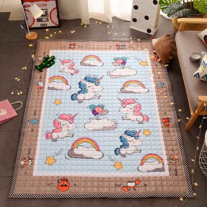 Lisslune | Cute Cartoon Rug Bright Color Animal Indoor Rug Washable Non-Slip Area Carpet for Daycare