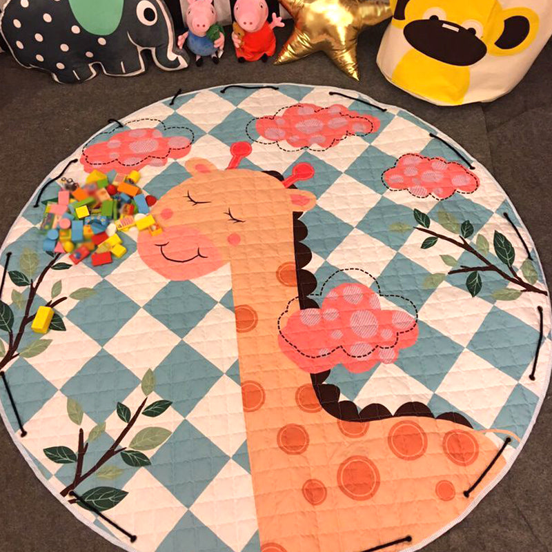 Lisslune | Multi Color Animal Rug Cotton Cartoon Area Rug Non-Slip Easy Care Rug for Children's Room