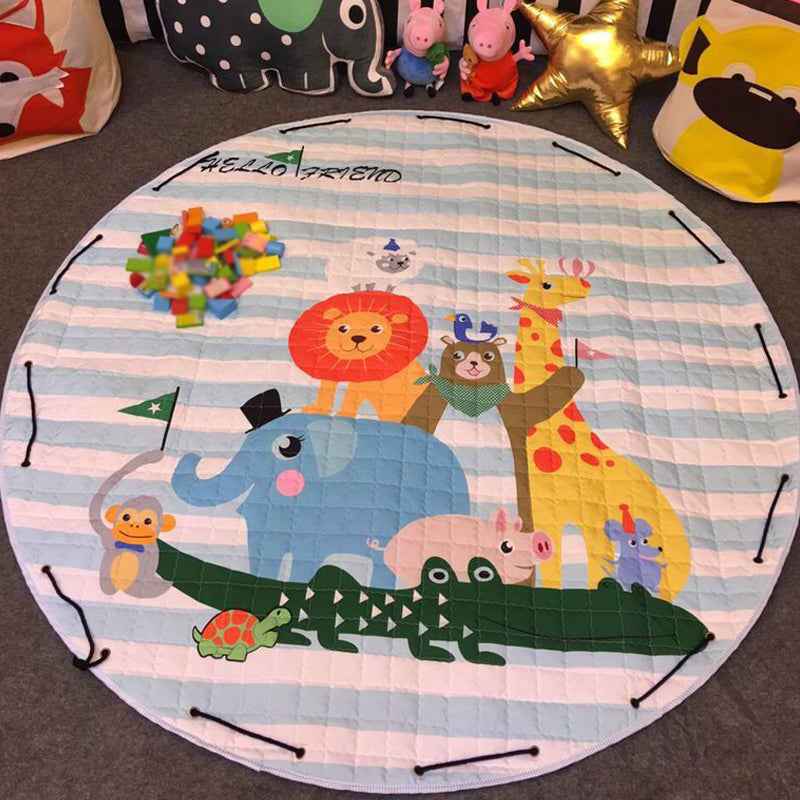 Lisslune | Multi Color Animal Rug Cotton Cartoon Area Rug Non-Slip Easy Care Rug for Children's Room