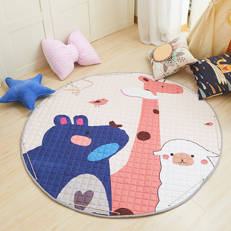 Lisslune | Multi Color Animal Rug Cotton Cartoon Area Rug Non-Slip Easy Care Rug for Children's Room