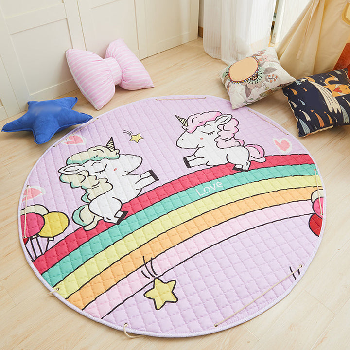Lisslune | Multi Color Animal Rug Cotton Cartoon Area Rug Non-Slip Easy Care Rug for Children's Room