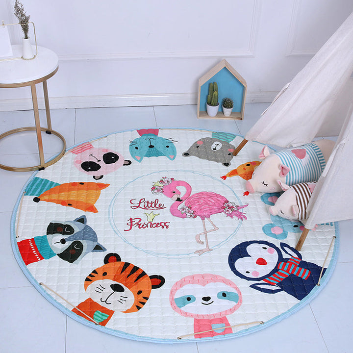 Lisslune | Beautiful cartoon rug for indoors, multicolored animal pattern rug, washable, pet-friendly, non-slip rug for the children's room