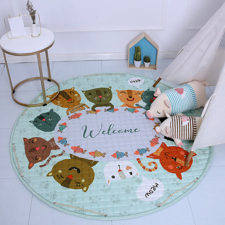 Lisslune | Beautiful cartoon rug for indoors, multicolored animal pattern rug, washable, pet-friendly, non-slip rug for the children's room