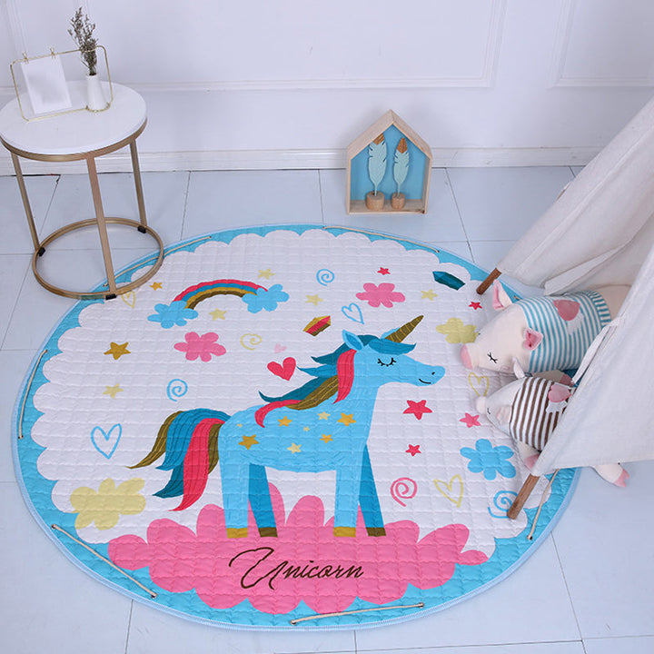 Lisslune | Beautiful cartoon rug for indoors, multicolored animal pattern rug, washable, pet-friendly, non-slip rug for the children's room