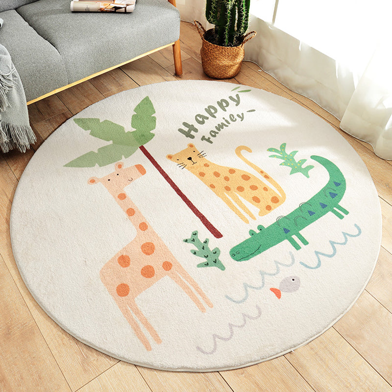 Lisslune | Beautiful Kids Style Rug Soft Color Animal and Word Pattern Carpet Pet Friendly Non-Slip Rug for the Children's Room