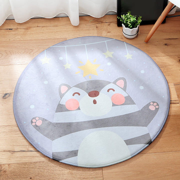 Lisslune | Cartoon Kids Room Rug Soft Color Wild Animal Rug Synthetic Anti-Slip Back Area Rug