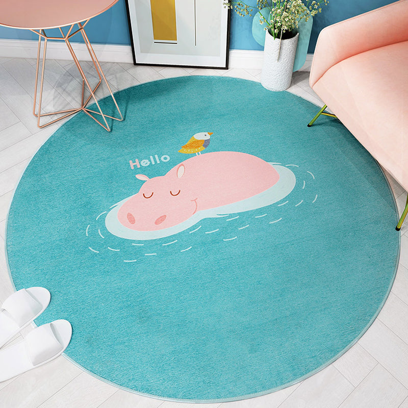 Lisslune | Cartoon Kids Room Rug Soft Color Wild Animal Rug Synthetic Anti-Slip Back Area Rug