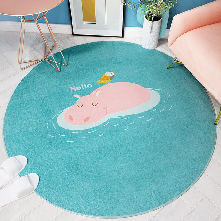 Lisslune | Cartoon Kids Room Rug Soft Color Wild Animal Rug Synthetic Anti-Slip Back Area Rug