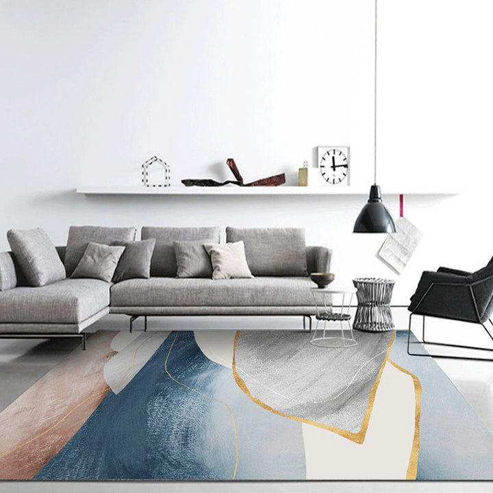 Lisslune | Industrial abstract patterned rug gradient color synthetic rug stain resistant washable non-slip rug for home