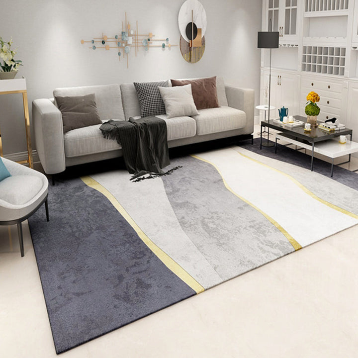 Lisslune | Steampunk Living Room Carpet Dark Color Line Art Abstract Carpet Polyester Non-Slip Background Carpet for Living Room
