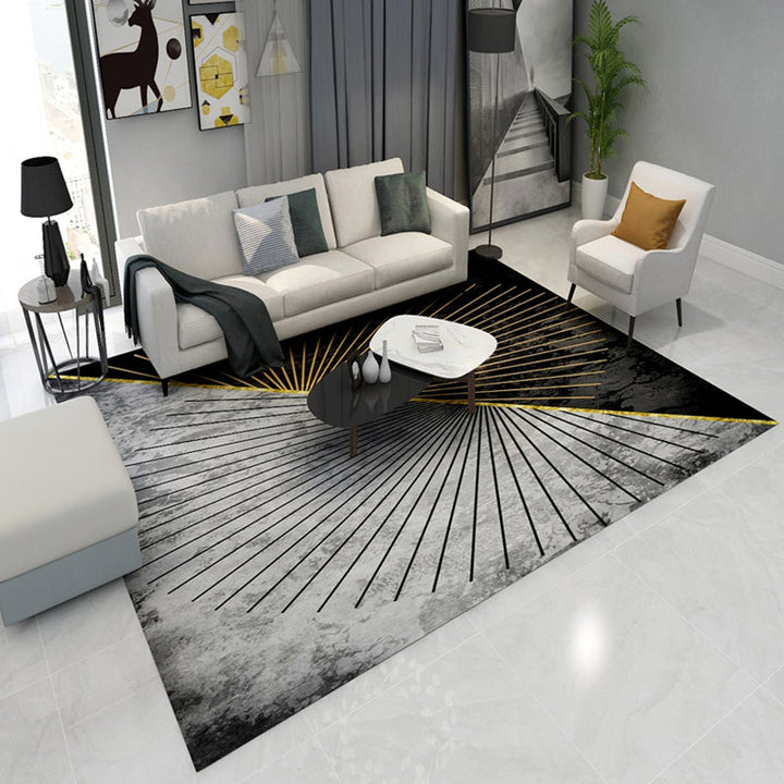 Lisslune | Steampunk Living Room Carpet Dark Color Line Art Abstract Carpet Polyester Non-Slip Background Carpet for Living Room