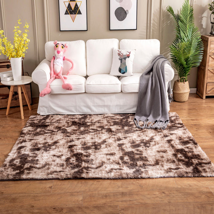 Lisslune | Creative Rust Metal Look Rug Pastel Color Industrial Rug Synthetic Non-Slip Backing Easy Maintenance Rug for Home