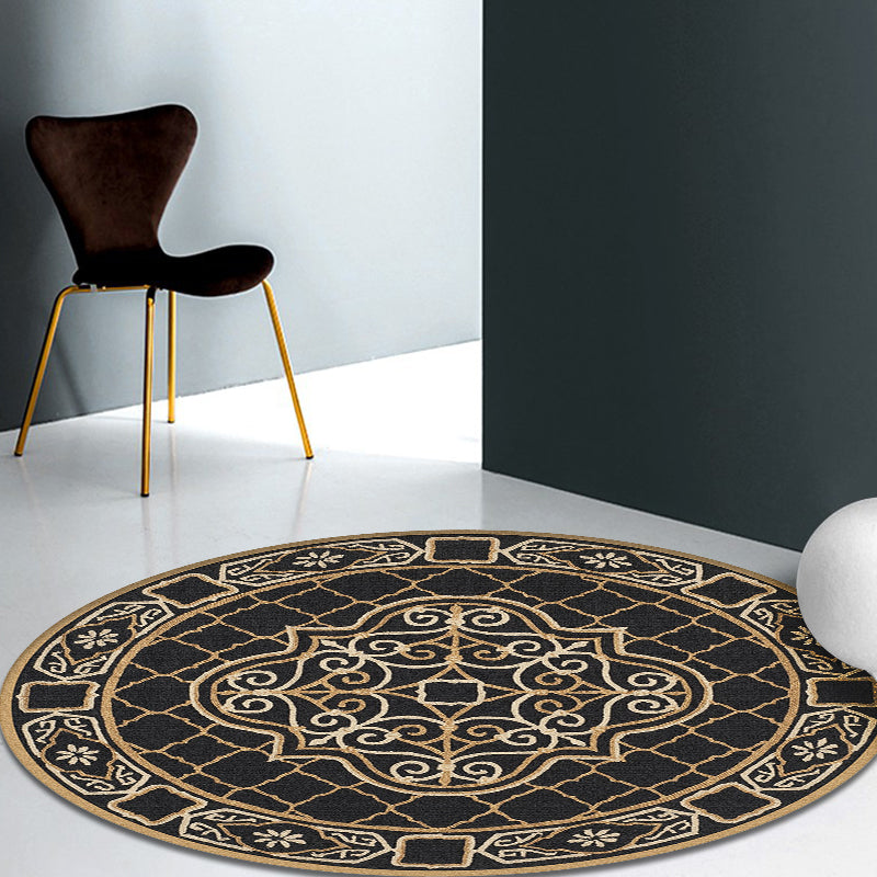 Lisslune | Moroccan Medallion Pattern Rug Multi Color Polypropylene Rug Non-Slip Backing Pet-Friendly Washable Rug for Bedroom