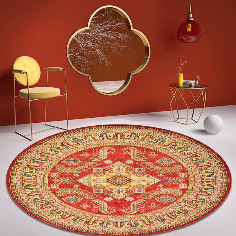 Lisslune | Moroccan Medallion Pattern Rug Multi Color Polypropylene Rug Non-Slip Backing Pet-Friendly Washable Rug for Bedroom