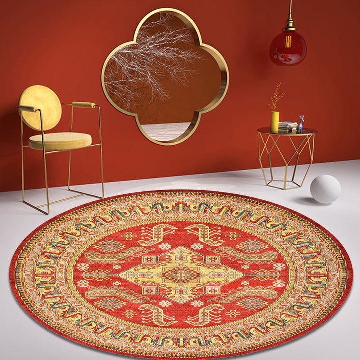 Lisslune | Moroccan Medallion Pattern Rug Multi Color Polypropylene Rug Non-Slip Backing Pet-Friendly Washable Rug for Bedroom