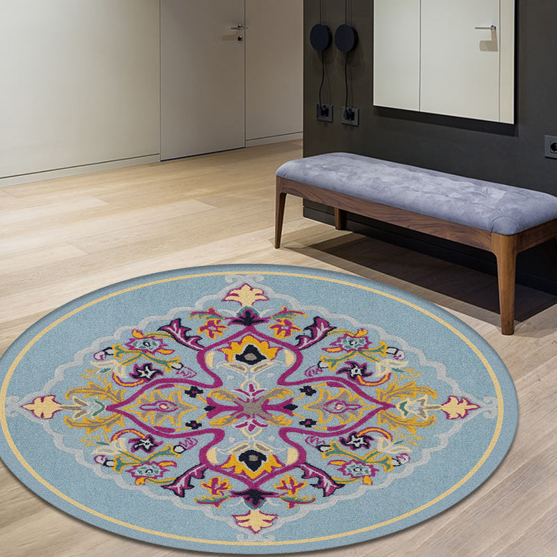Lisslune | Moroccan Medallion Pattern Rug Multi Color Polypropylene Rug Non-Slip Backing Pet-Friendly Washable Rug for Bedroom