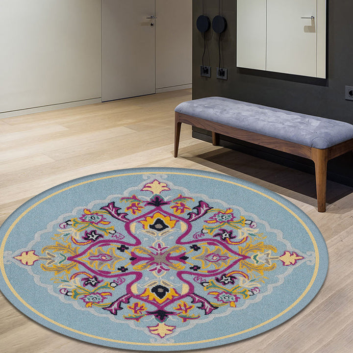 Lisslune | Moroccan Medallion Pattern Rug Multi Color Polypropylene Rug Non-Slip Backing Pet-Friendly Washable Rug for Bedroom