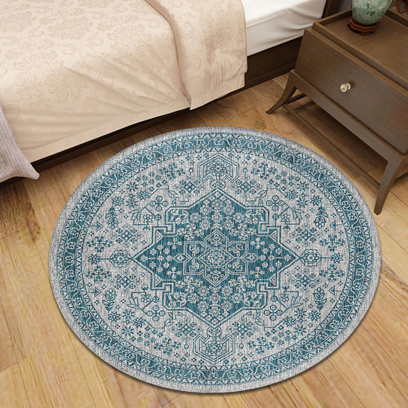 Lisslune | Moroccan Medallion Pattern Rug Multi Color Polypropylene Rug Non-Slip Backing Pet-Friendly Washable Rug for Bedroom