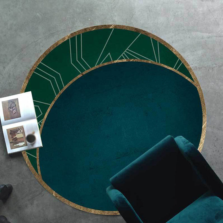 Lisslune | Modern living room carpet in green color box moon print carpet polyester machine washable carpet