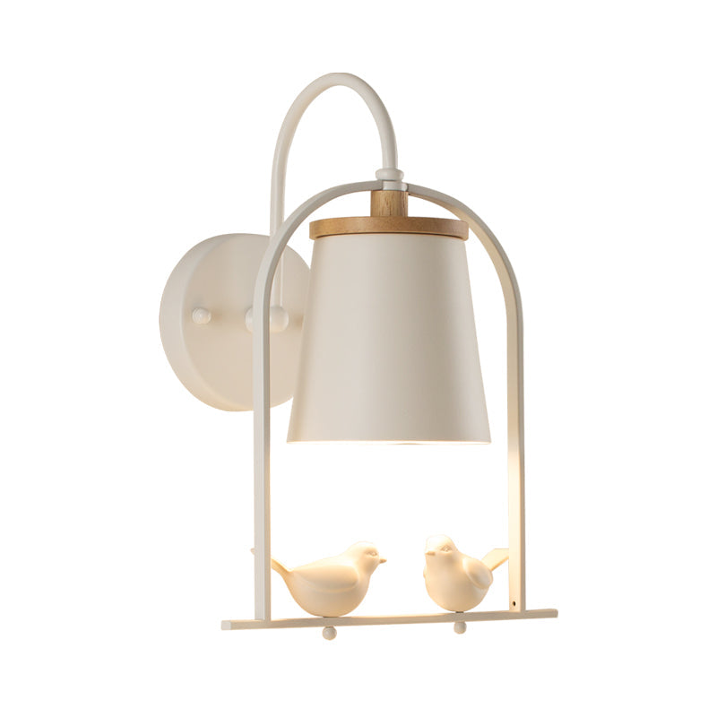 Skørter | Nordic Trapezium Shade Wall Lamp Metal 1 Lamp Sconces Light with Bird for Restaurant