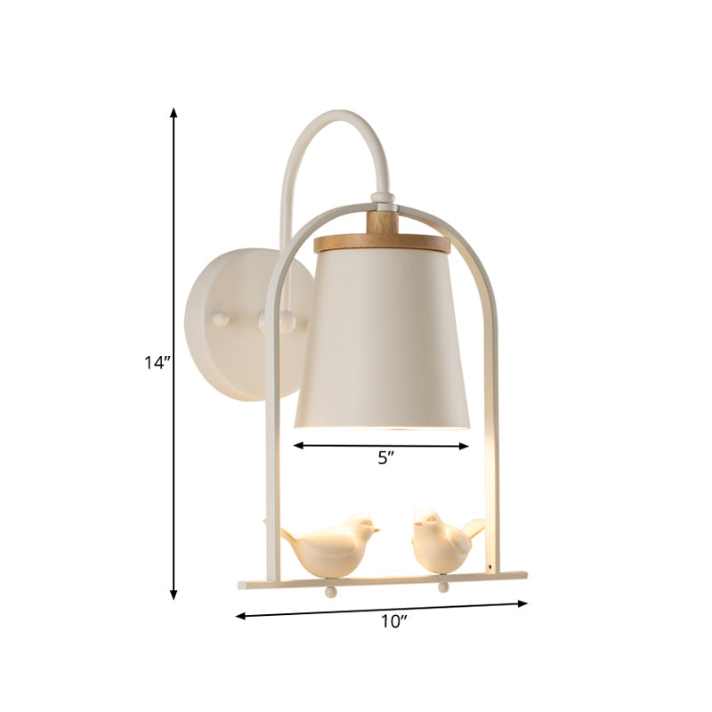 Skørter | Nordic Trapezium Shade Wall Lamp Metal 1 Lamp Sconces Light with Bird for Restaurant