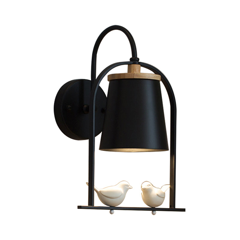 Skørter | Nordic Trapezium Shade Wall Lamp Metal 1 Lamp Sconces Light with Bird for Restaurant