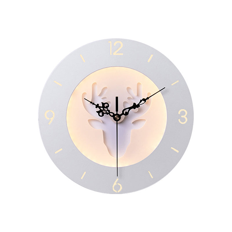 Skørter | Acrylic Antler Wall Light with Clock Modern Creative LED Wall Light in White for Office Bedroom