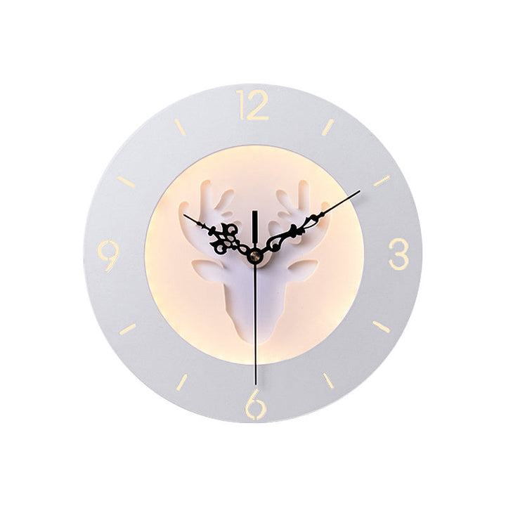 Skørter | Acrylic Antler Wall Light with Clock Modern Creative LED Wall Light in White for Office Bedroom