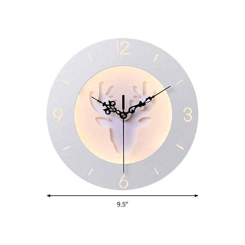 Skørter | Acrylic Antler Wall Light with Clock Modern Creative LED Wall Light in White for Office Bedroom