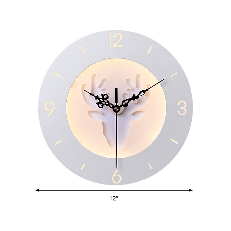 Skørter | Acrylic Antler Wall Light with Clock Modern Creative LED Wall Light in White for Office Bedroom